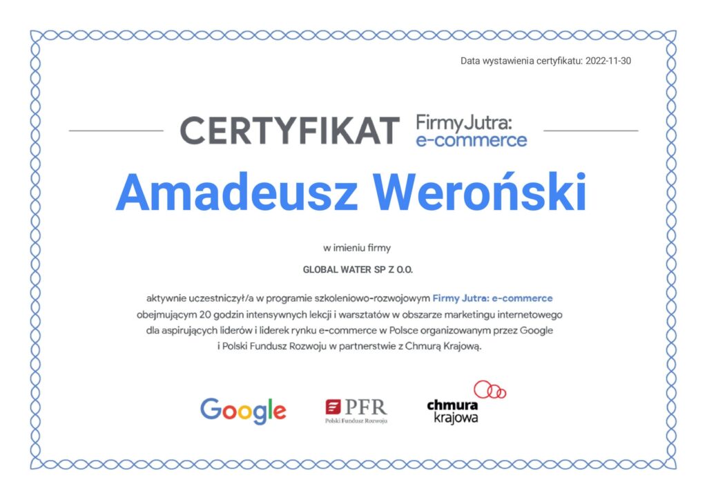 Caetyfikat-Amadeusz-Weronski-Program-Firmy-Jutra-e-commerce