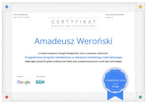 Google-x-SGH-Umiejętności-Jutra-Certyfikat-Amadeusz-Weroński